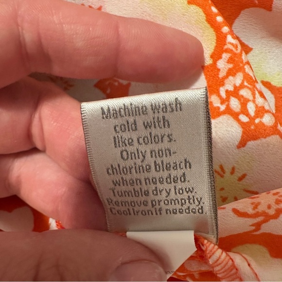 LC Lauren Conrad Orange White Floral Strappy Flowy Tank Top Size Medium Women’s - Picture 12 of 13